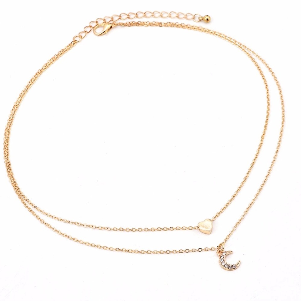 Last 1 New Dainty Heart Moon Layered Necklace - Picture 4 of 5